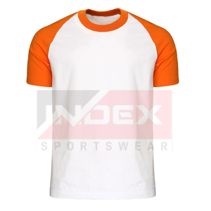 T-shirt homme INDEX jaune et gris à manches raglan, col rond, coupe classique, sportif, logo imprimé sur le devant, jersey tricoté en polyester - Product Image 4