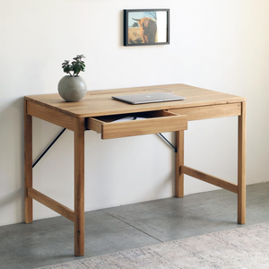 Bureau d'écriture artisanal en noyer et hêtre, style moderne du milieu du siècle, bureau d'ordinateur en bois massif pour la maison ou le bureau, avec tiroirs - Product Image 4