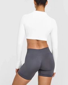 Ladies Seamless Breathable Cropped Yoga Jacket Full Zip Stand Collar Thumbholes Front Gym <b>Shrug</b> Top Workout Bolero Activewear - Product Image 2