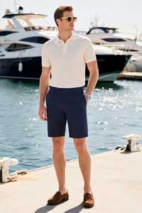Polo à manches courtes blanc uni pour homme, col boutonné décontracté - Product Image 4