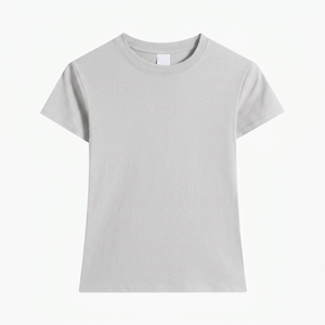 T-shirt à col rond pour femme, couleur unie, manches courtes, coupe classique, 100% coton jersey, respirant, toutes saisons, style décontracté, lettres - Product Image 3