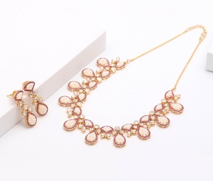 Traditional Pearl Ruby Necklace Set 22K Gold Plated Brass Handmade Indian Bridal Jewelry Wholesale Factory - Product Image 1