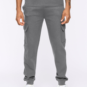 Men's Gray Hooded Fleece Tracksuit Full Length Solid Color Casual Sweatshirt <b>Pants</b> Set Breathable Lightweight Winter Wear - Product Image 5