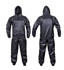 Combinaison de sauna noire à capuche pour homme, en polyester, avec cordon de serrage à la taille, pour toutes les saisons, vêtements de fitness - Product Image 4