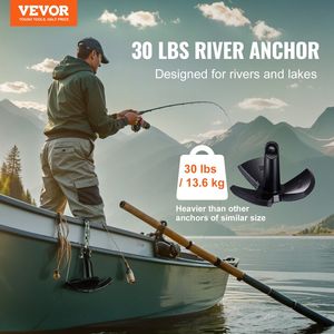 Impresionante Ancla de Hierro Fundido H de 30 LBS con Revestimiento de Vinilo Negro, Ancla Tipo Hongo de Grado Marino para Embarcaciones de 30 pies, Uso en Ríos - Product Image 2