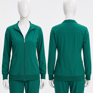 Chaqueta Médica para Mujer, 180 GSM, Tela Elástica de Poliéster y Spandex, Color Verde Azulado, Panel Princesa, Bordado Personalizado, Logotipo por Transferencia Térmica - Product Image 6
