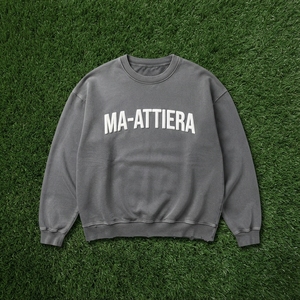 <b>Mens</b> Washed <b>Grey</b> Crewneck <b>Sweatshirt</b> 3D Letter Print Oversized Casual Streetwear Pullover - Product Image 6