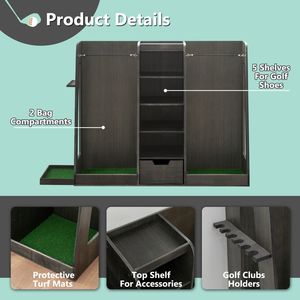 High Quality 55.5 X16 X37 (LxWxH) Wooden Golf Bag Organizer Storage <b>Rack</b> with 2 Easy Assembly Drawers <b>for</b> <b>Garage</b> Shelves - Product Image 6