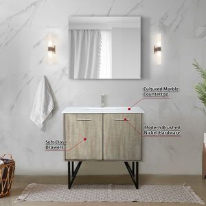 Rustic Acacia <b>Bath</b> Vanity with 36 In. W X 20 In. D Cultured Marble Top and <b>Brushed</b> Nickel Faucet Set 36-Inch Bathroom Vanities - Product Image 6