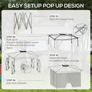 Gazebo Pop-Up da Esterno Khaki 3,35 x 3,35 m Impermeabile con Zanzariera e Borsa per il Trasporto, Palo in Acciaio - Product Image 5
