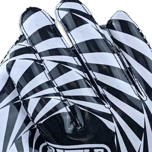 Gants complets noirs et blancs à imprimé géométrique, antidérapants, en polyester, avec fermeture auto-agrippante, personnalisés pour le football américain 7v7. - Product Image 5
