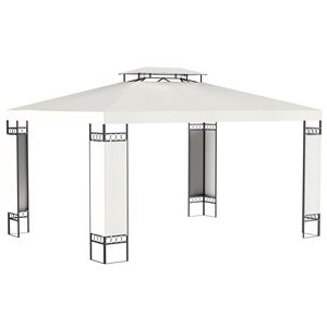 Gazebo da Giardino 13FT X 10FT Bianco Crema con Struttura in Acciaio, Tetto a Doppia Ventilazione e Pali in Metallo per Prato e Cortile - Product Image 1