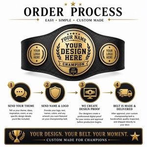 Ceinture de championnat de lutte personnalisée en cuir noir avec plaque métallique dorée, nom et logo personnalisés, équipement sportif, ceinture de championnat sur mesure - Product Image 6