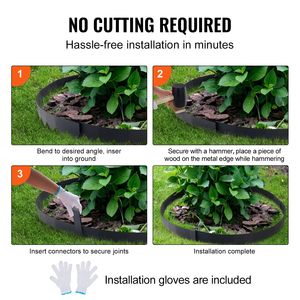 Set di 3 Bordure per Giardino in Acciaio, 100 cm L x 20 cm H, Bordi Martellati con 5 Clip, Accessori Flessibili per Giardinaggio - Product Image 5