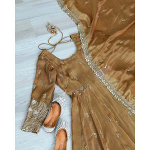 Robe de soirée de créateur-Bas et ensemble Dupatta avec broderie lourde Taille XL - Product Image 1