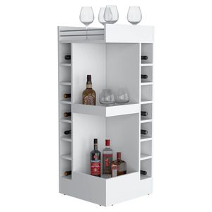 White <b>Corner</b> <b>Bar</b> Cabinet with Wine Rack and Open Shelf Elegant Home <b>Bar</b> Furniture - Product Image 4