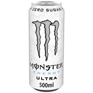 Monster Energy Ultra White 12 x 500ml <b>Zero</b> <b>Sugar</b> Energy Drink Cans Bulk Pack Original Imported Beverage for Wholesale Supply - Product Image 1