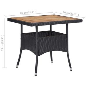 Tavolo da pranzo Patio in legno massello di Acacia con tavoli da esterno in Poly Rattan nero - Product Image 4