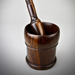 Natural Solid Wood Mortar and Pestle Set Heavy Duty Spice <b>Grinder</b> for Kitchen Cooking Herbal Mixing and Crushing - Product Image 1