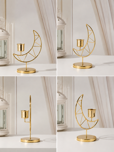 Support de Bougie Exclusif en Métal Doré en Forme de Lune, Décoration Moderne pour Table et Étagère, Très Vendu - Product Image 4