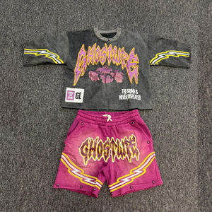 Ensemble T-shirts et Shorts pour Hommes Personnalisé en Coton 100% Lavé à l'Acide avec Impression par Sublimation, Motif Logo et Rivets - Product Image 3