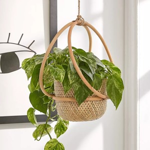 Panier porte-jardinière rond de style unique pour pots de plantes cercle rotin suspendu pot de fleur panier jardinières - Product Image 6