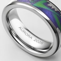 Bague de mariage pour homme en tungstène argenté de 8 mm avec incrustation motif Aurore Boréale et Forêt, ajustement confortable, vente en gros