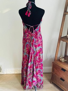 Robe longue en soie recyclée pour femmes, robe maxi florale, cadeau pour elle - Product Image 5