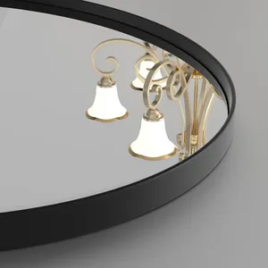 Miroir mural en métal fait main, miroir rond de luxe, décoration intérieure moderne pour chambre à coucher, salon, couloir, entrée, doré - Product Image 2