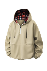 Cárdigan de hombre con media cremallera para primavera y otoño, sudadera casual de color liso con capucha, corte holgado europeo, nueva llegada - Product Image 5