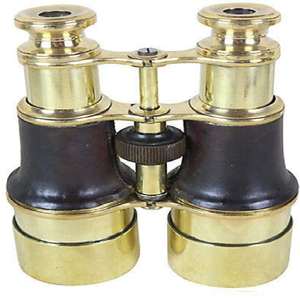 Binoculares de estilo victoriano en negro y latón con adornos dorados y enfoque central, disponibles a precios de mayorista. - Product Image 2