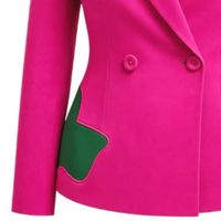AKA Blazer Ivy Croisé Rose pour Femme, Veste Cintrée avec Détail de Poche Vert, pour Tenue Formelle, Bureau, Sororité, Vêtements Grecs, Coupe Élégante