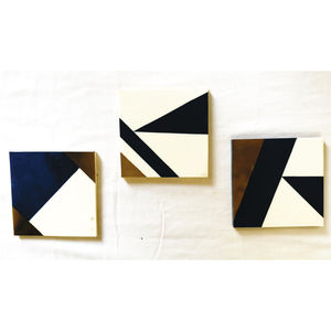 Juego de Posavasos de Arte Abstracto Artesanal de Lujo, Posavasos Cuadrados con Incrustaciones Geométricas Únicas para Regalos de Inauguración de Casa y Decoración de Oficina Ejecutiva - Product Image 1