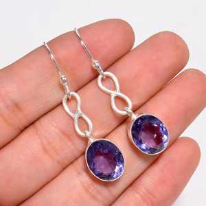 Natural Iolite Gemstone Infinity Dangle <b>Earrings</b> 925 Sterling Silver Handmade Boho Jewelry September Birthstone Gift Trendy - Product Image 6