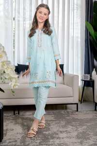 Pakistan High Quality Lawn/Cotton Lace Trim Knee-Length <b>Kids</b> Dresses Trendy Daily Wear Indian/Pakistani Ladies Clothing - Product Image 2