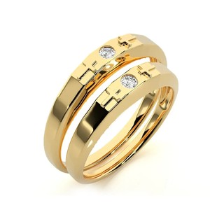 Bindi Jewels 925 Sterling Silver Gold Plated Christian Romantic Cross Stone <b>Couple</b> <b>Rings</b> - Product Image 3
