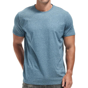Camiseta de Hombre Azul Jaspeado Marle de Manga Corta con Cuello Redondo, Ajuste Musculoso, Suave, Transpirable, Informal, de Algodón, Venta al por Mayor - Product Image 1