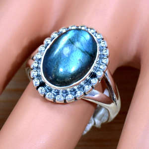 Anillos Boho de Labradorita Natural, Anillos de Plata de Ley 925, Precio al por Mayor, Anillos y Joyería de Plata - Product Image 1