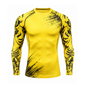 T-shirt de compression personnalisé pour hommes, séchage rapide, respirant, extensible, pour la gym, l'entraînement sportif, la fitness, la tenue athlétique, vente en gros - Product Image 3
