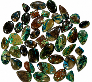 Azurite verte naturelle, cabochon ovale, pierre précieuse en vrac |   Pierre polie pour la création de bijoux |   Fournisseur en gros de produits en vrac - Product Image 3
