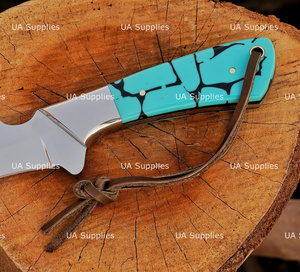 Couteau de chasse et de camping UA Supplies en acier inoxydable de qualité industrielle, à lame fixe, pointe clip, bec de faucon, avec trou pour le pouce, en résine - Product Image 6