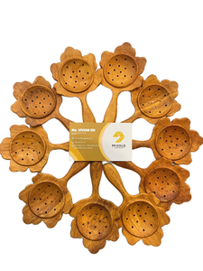 Acacia Wooden <b>Tea</b> <b>Infuser</b> Sunflower <b>Tea</b> Strainer Loose Leaf <b>Tea</b> Filter Small Hole Design Wooden Spoon Strainer Sun-Flower Spoon - Product Image 1