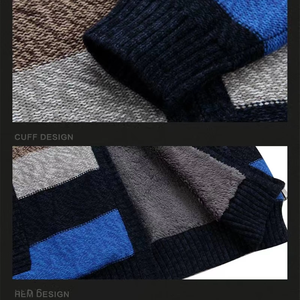 Cardigan d'hiver pour homme au design élégant avec décoration en fourrure, col rayé 14 GG et fermeture éclair, épaisseur polaire - Product Image 6