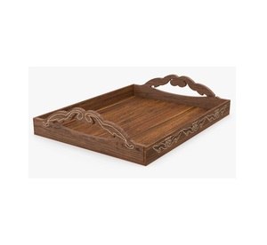 Wooden Serving Tray Rectangle Decorative Tray with Handles Rustic Modern Tea Coffee Table Decor for <b>Home</b> Hotel Restaurant - Product Image 3