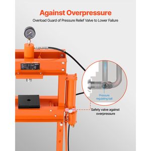 Pressa Idraulica da Officina da 30 Tonnellate con Supporto Triangolare Regolabile per Pavimento del Garage e Piastra di Pressione Pneumatica con Nucleo in Acciaio - Product Image 4