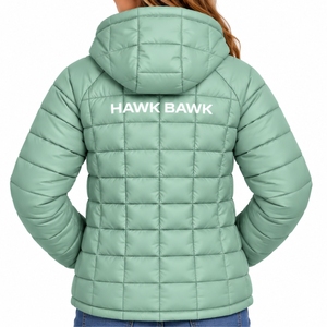 Blouson matelassé à capuche pour femme, style décontracté moderne, respirant, en polyester/coton, double boutonnage - Product Image 2