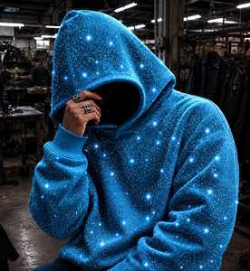 Sudadera con capucha y cremallera para hombre con estampado Galaxy, estilo oversize, casual, de punto, 100% algodón, para verano, estilo urbano - Product Image 6