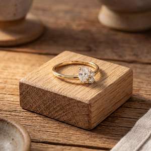 Bague solitaire en or massif 9K 10K 14K 18K avec diamant de laboratoire taille poire en cluster 0,55 carat total, bande à bulles, pour mariage, fête ou cadeau - Product Image 3