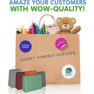 Paquete de 250 bolsas de papel Kraft blanco con asas de 13 \ "X7 \" x17 \ "Bolsas de regalo a granel de 150 GSM Bolsas de compras con asas - Product Image 4