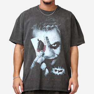 T-shirt à manches courtes surdimensionné avec logo personnalisé, design Joker, 100% coton, style vintage grunge streetwear, coupe ample, respirant - Product Image 1